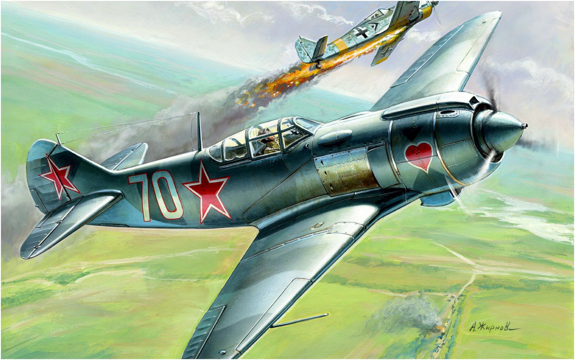 Lavochkin La-5FN 'White 70' by Andrey Zhirnov … | Fighter, Airplane art,  Wwii aircraft